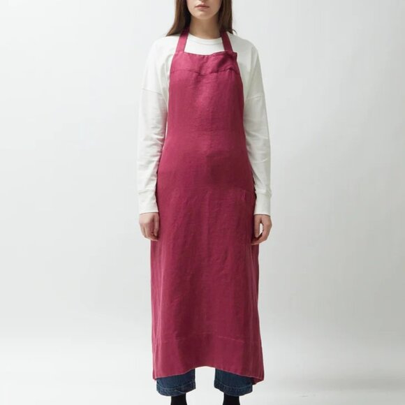 TEKLA Linen Apron - Claret - Picture 1 of 15